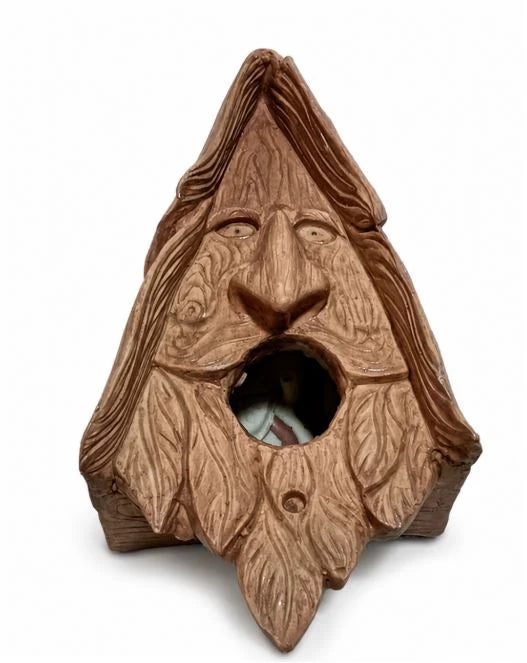 Birdhouse Resin Whimsical Grandpa Face Removable Roof