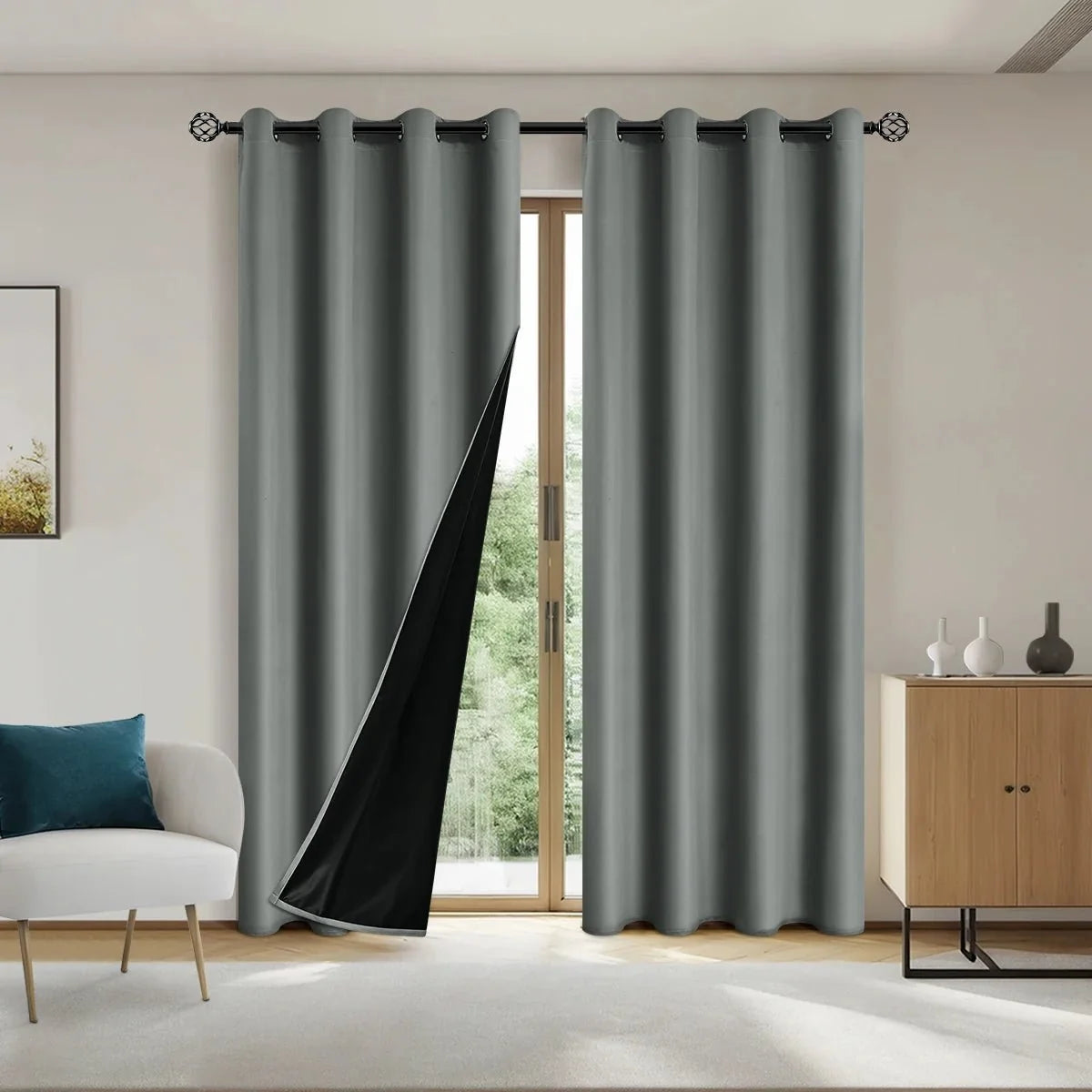 Blackout Curtain Panel Opaque Light-Blocking Grommet Top