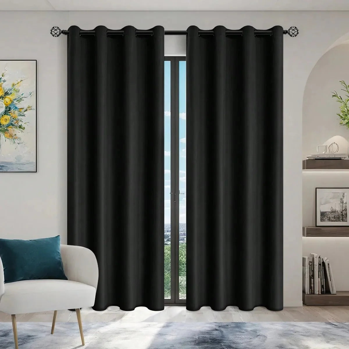 Blackout Curtain Panel Opaque Light-Blocking Grommet Top