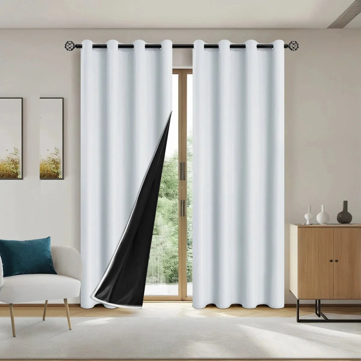 Blackout Curtain Panel Opaque Light-Blocking Grommet Top