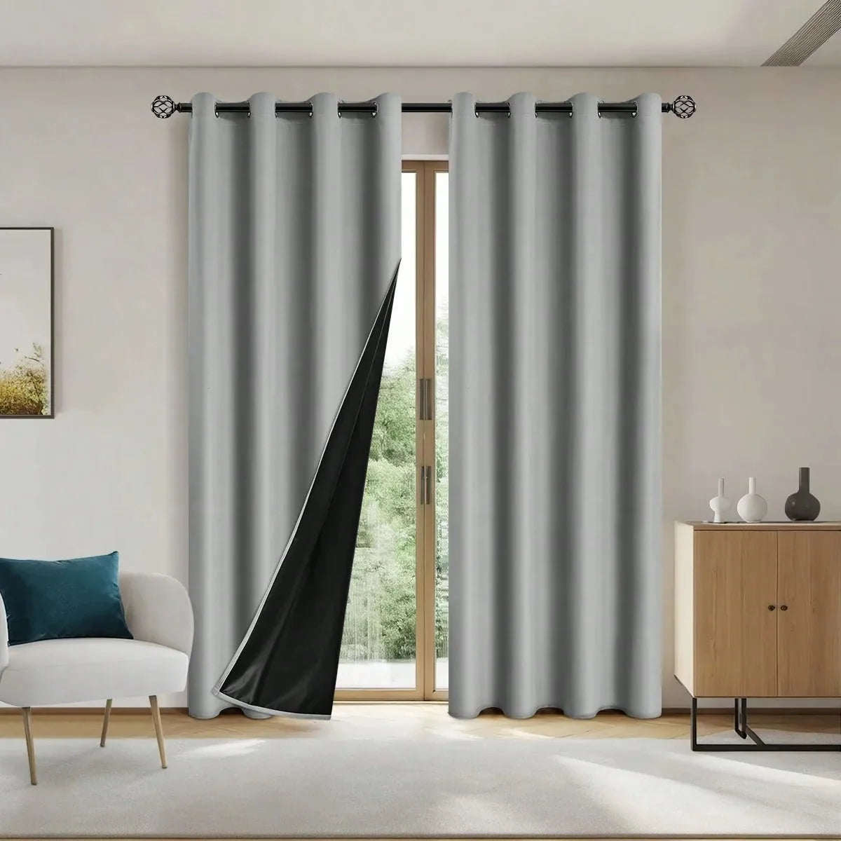 Blackout Curtain Panel Opaque Light-Blocking Grommet Top