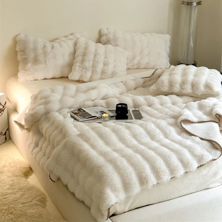 Blanket & Cushion Set Faux Fur Soft Breathable
