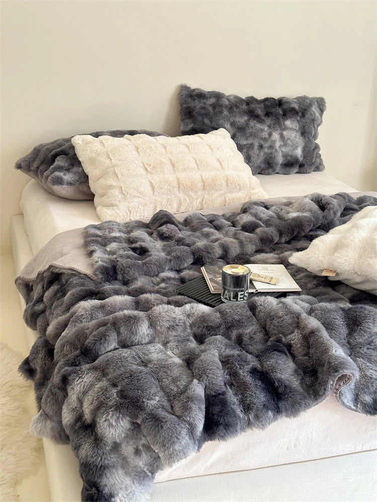 Blanket & Cushion Set Faux Fur Soft Breathable