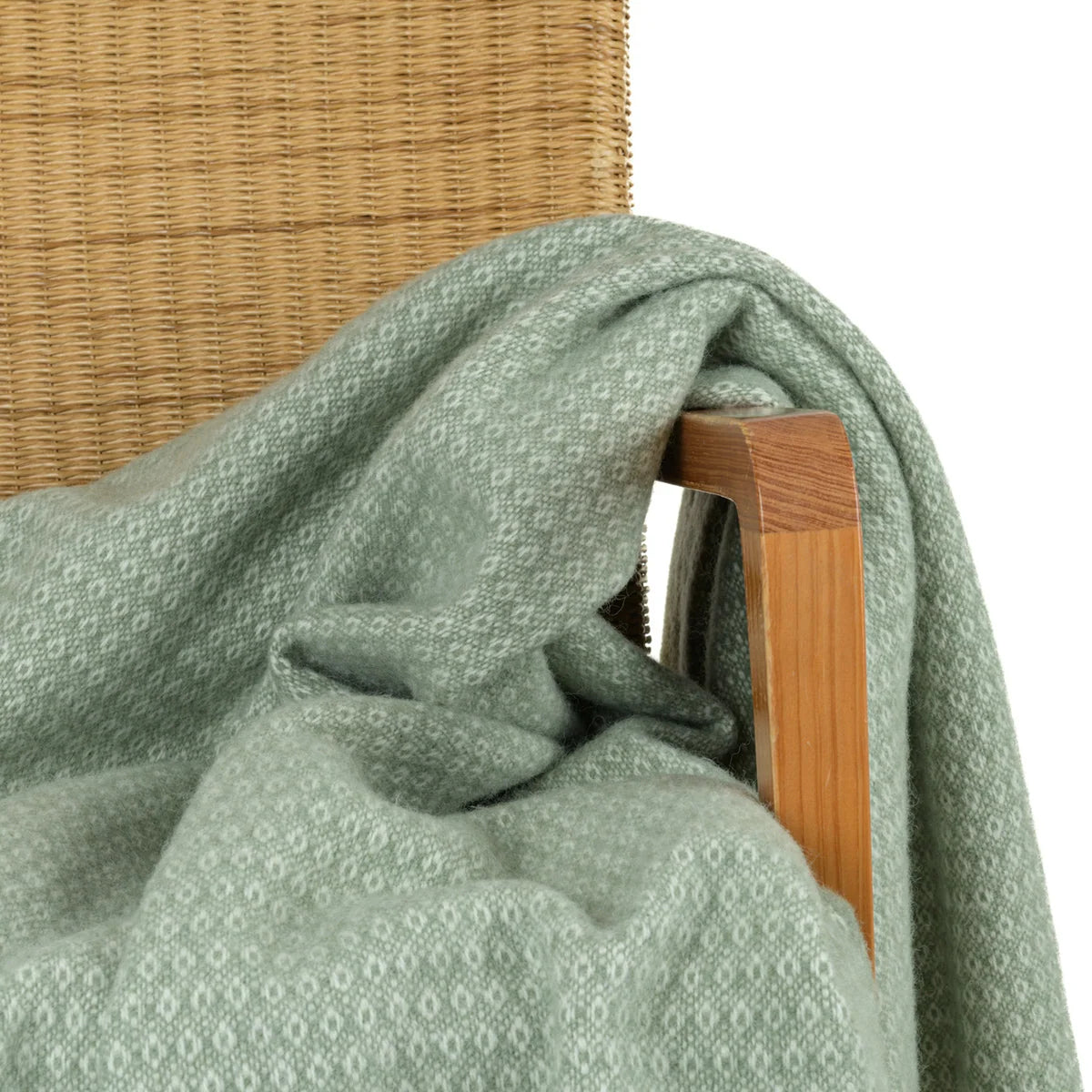Blanket Organic Lambswool Fine Knit Fringed Edges
