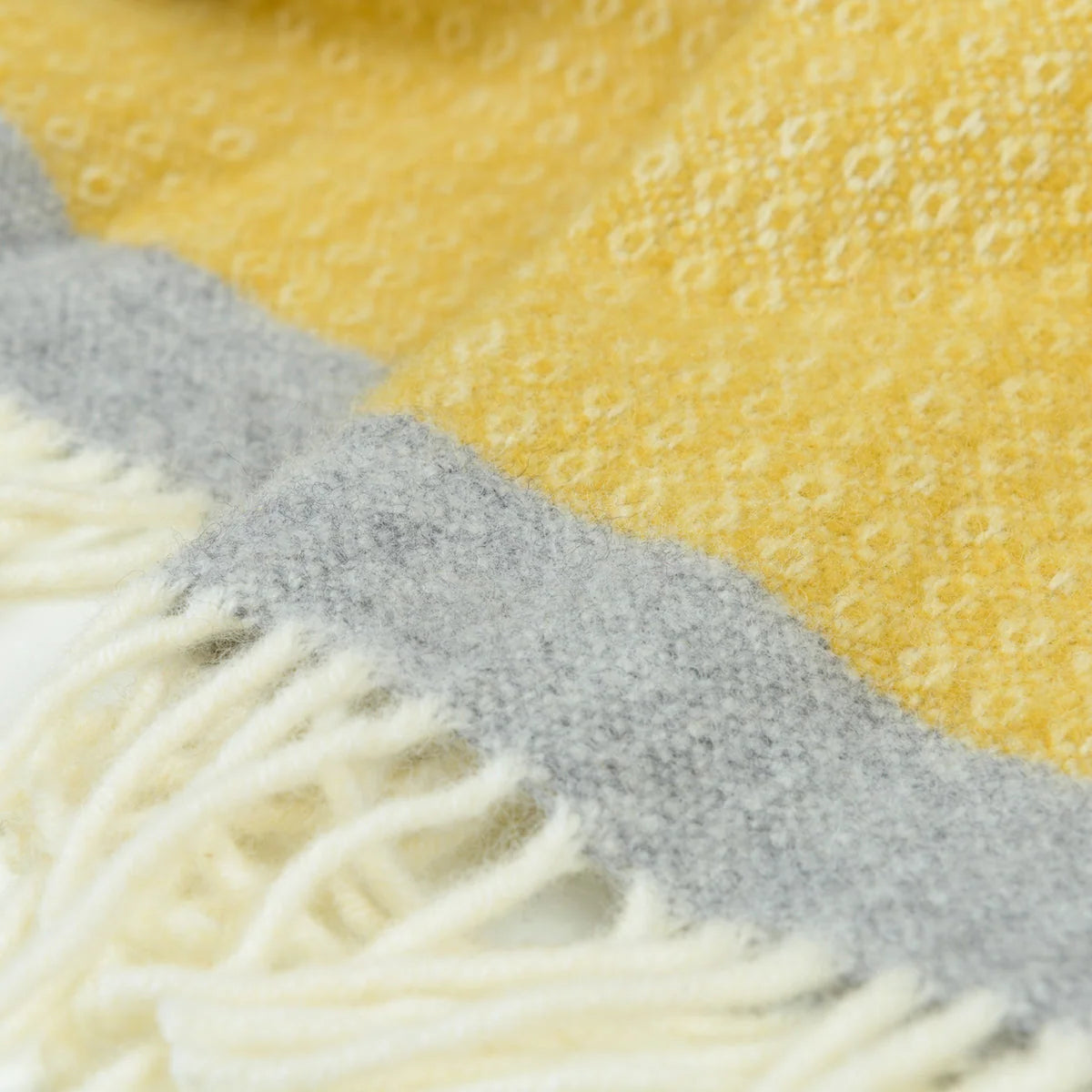 Blanket Organic Lambswool Fine Knit Fringed Edges