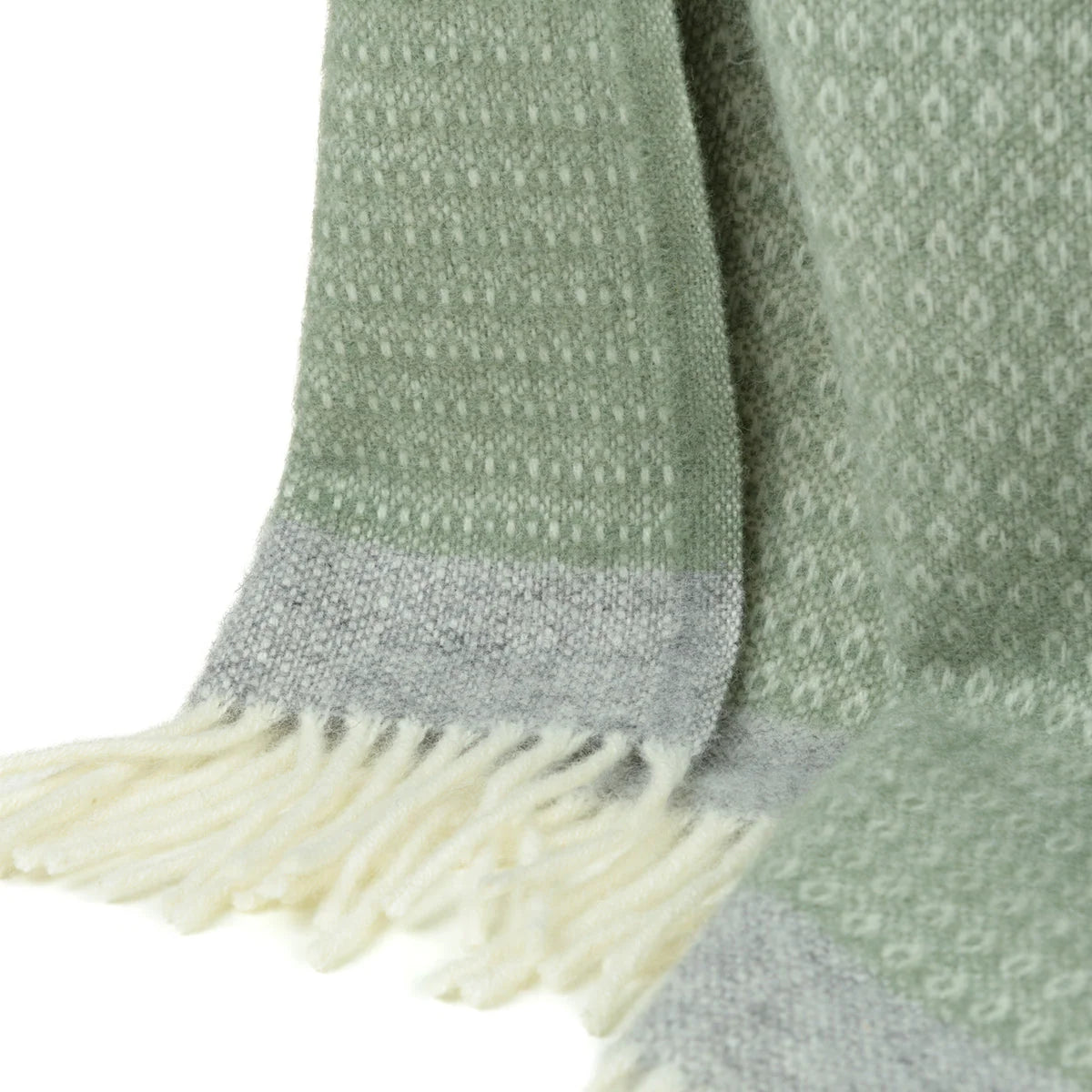 Blanket Organic Lambswool Fine Knit Fringed Edges