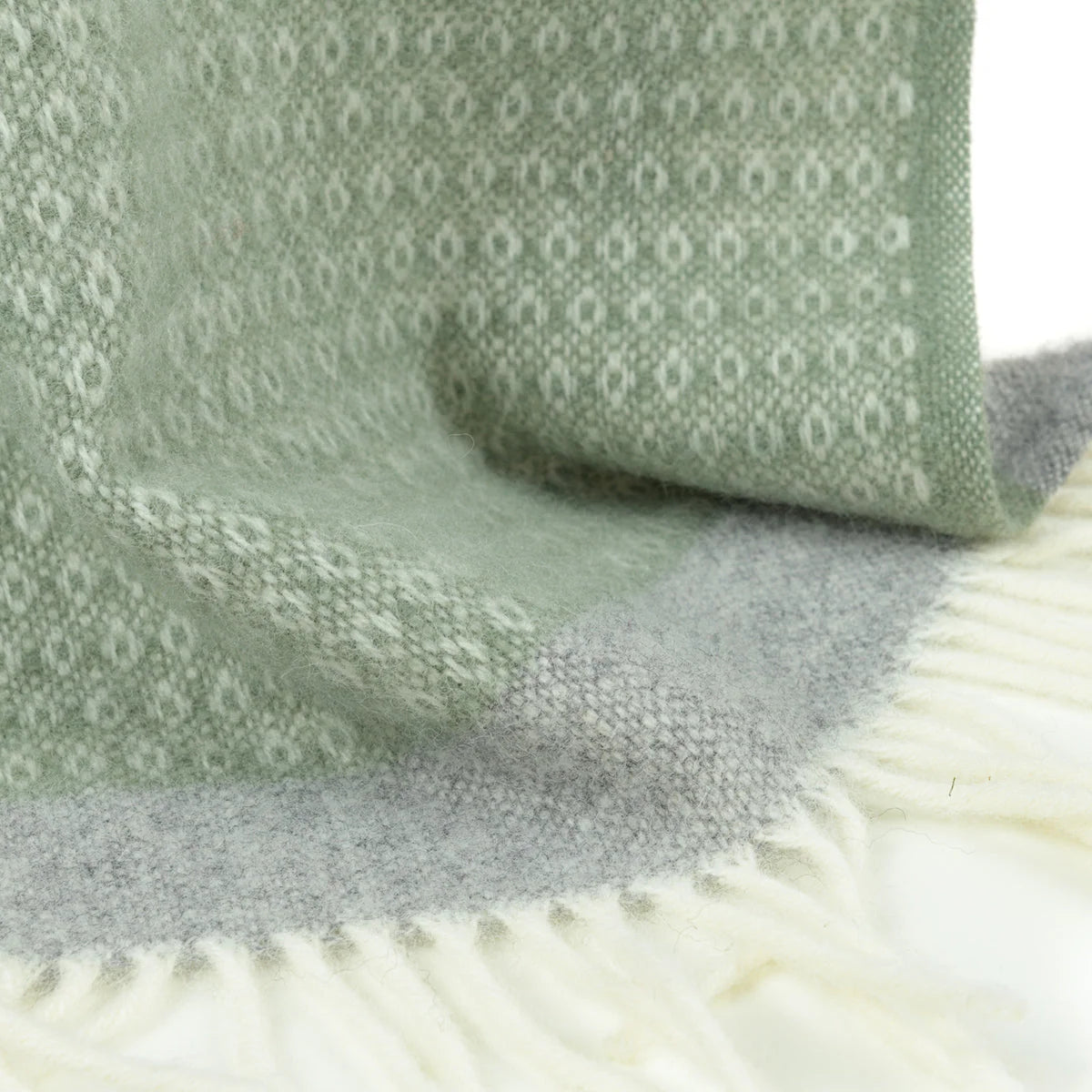 Blanket Organic Lambswool Fine Knit Fringed Edges