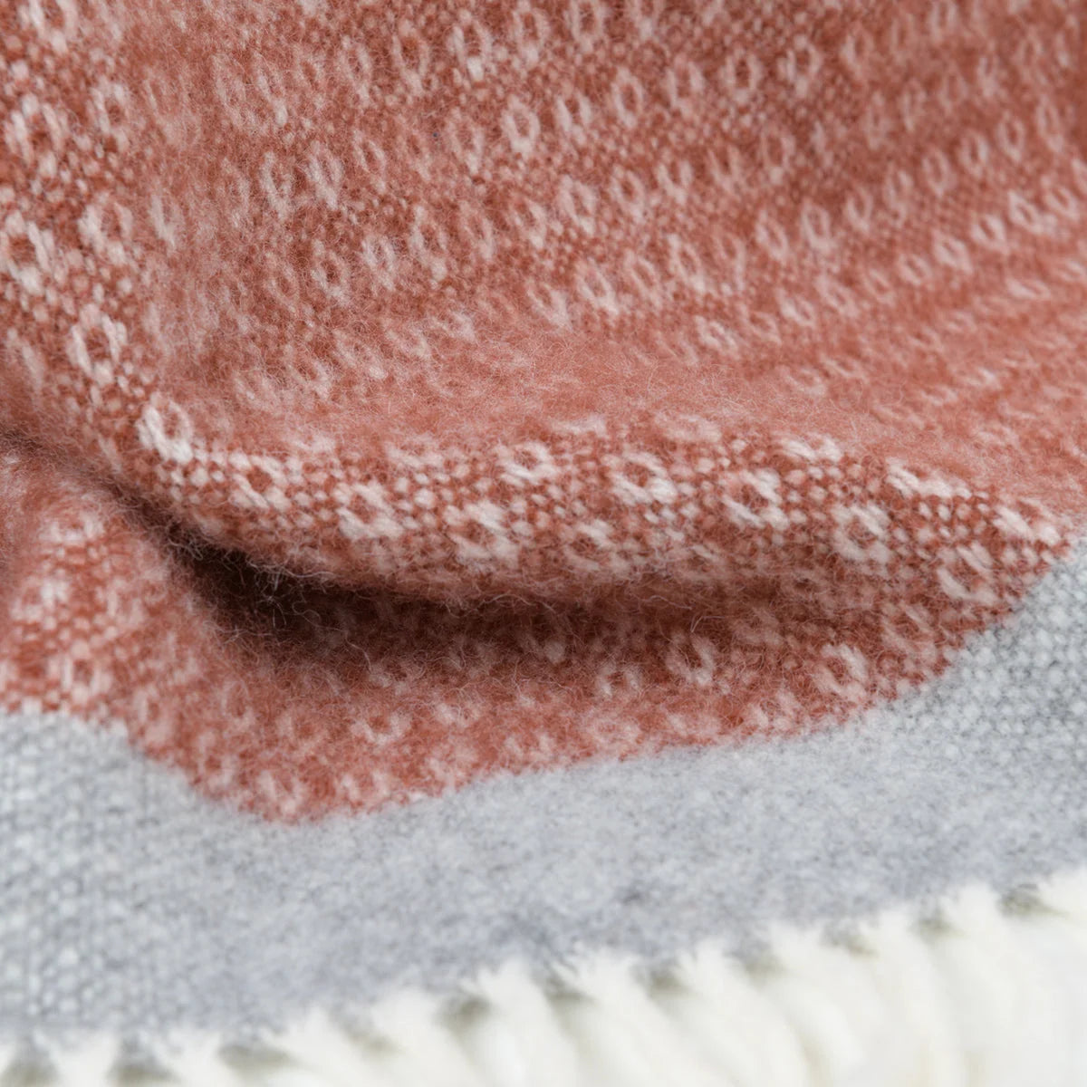 Blanket Organic Lambswool Fine Knit Fringed Edges