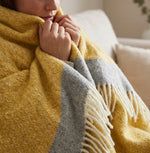 Blanket Organic Lambswool Fine Knit Fringed Edges