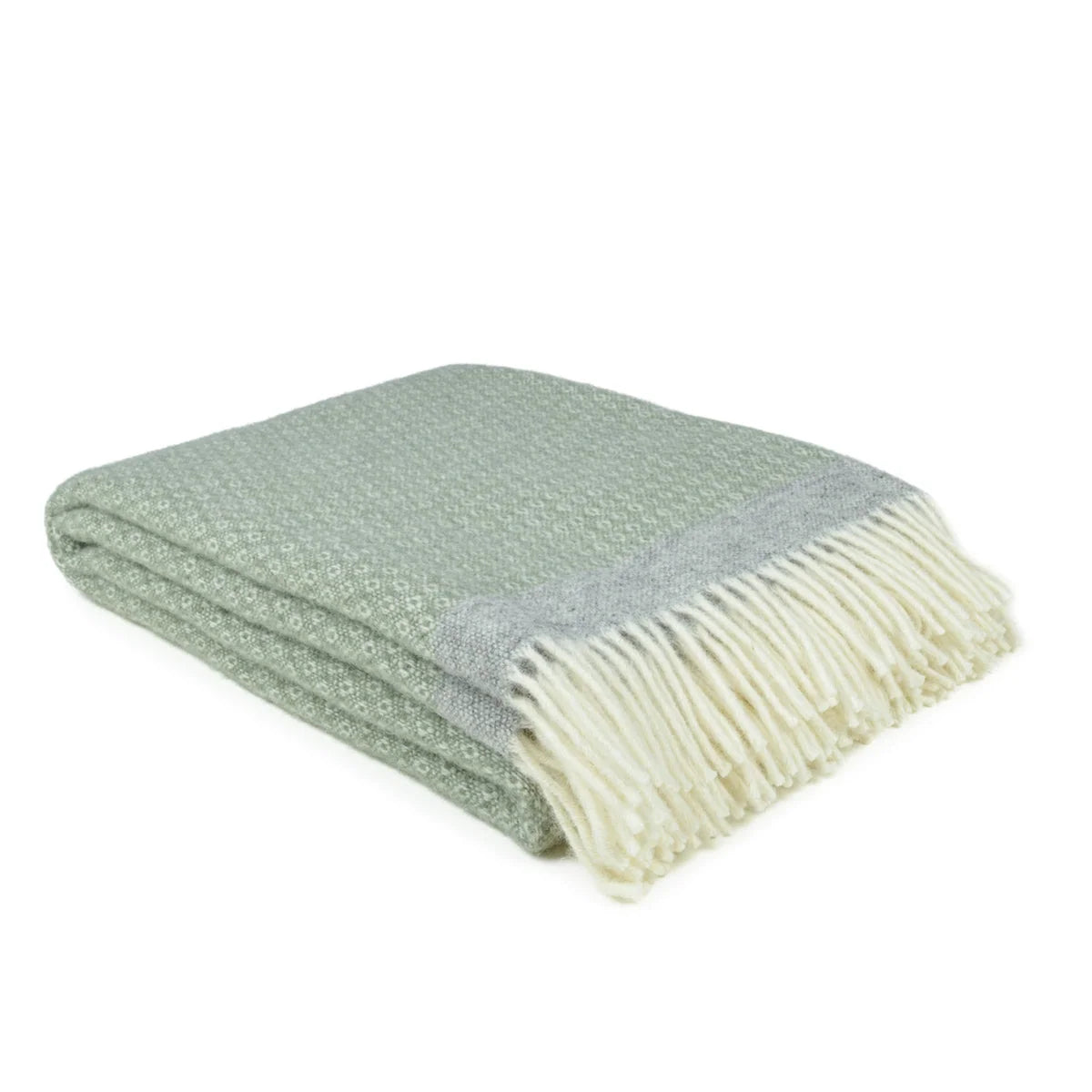 Blanket Organic Lambswool Fine Knit Fringed Edges