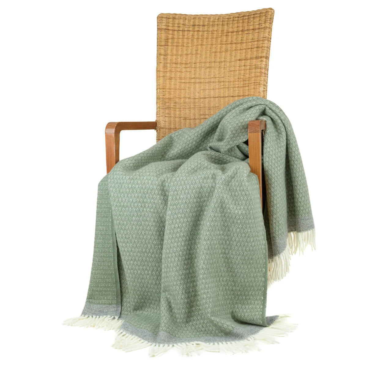 Blanket Organic Lambswool Fine Knit Fringed Edges