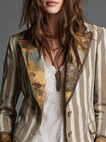 Blazer Decorated Lapels & Cuffs Two-Button Front