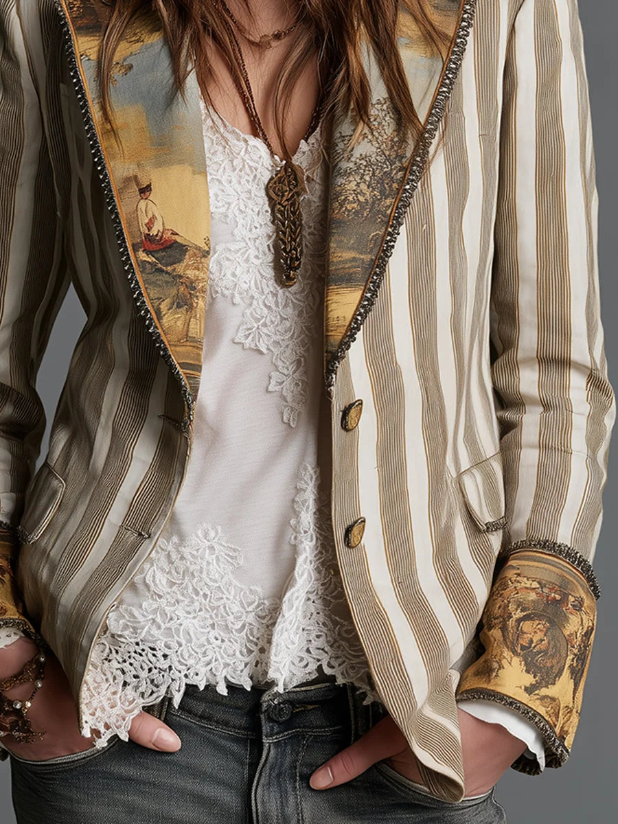 Blazer Decorated Lapels & Cuffs Two-Button Front