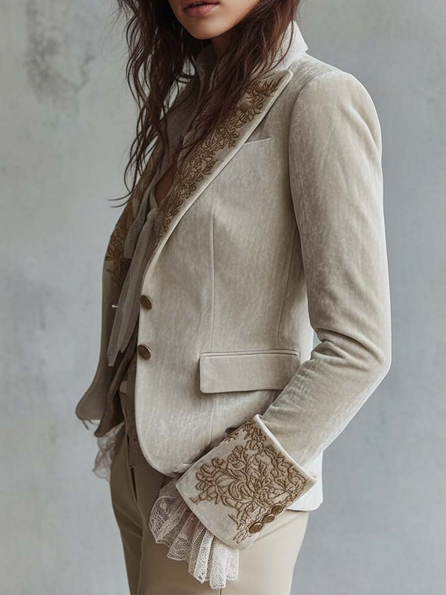 Blazer Decorated Lapels & Cuffs Two-Button Front