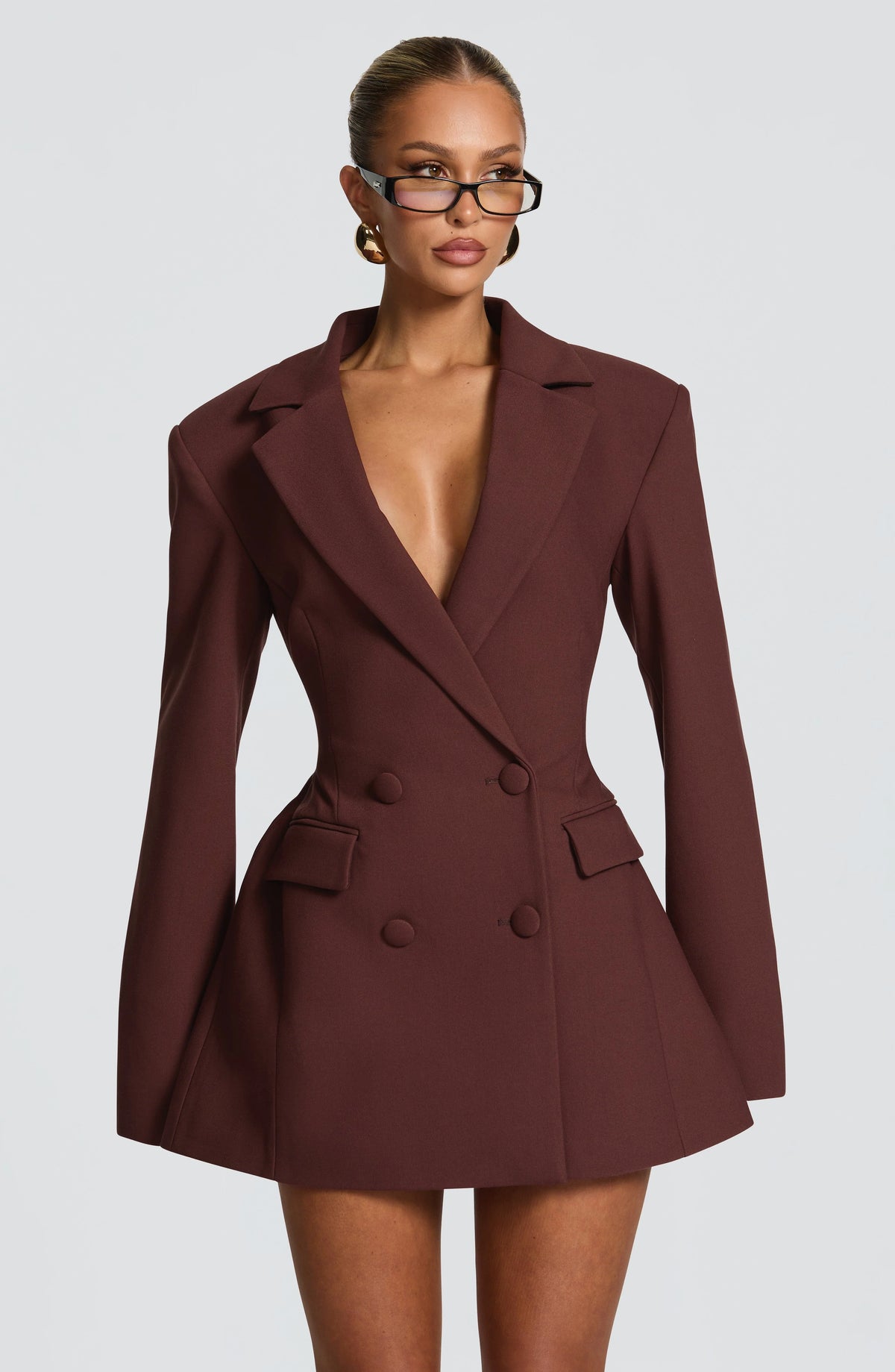 Blazer Mini Dress Double-Breasted Fully Lined