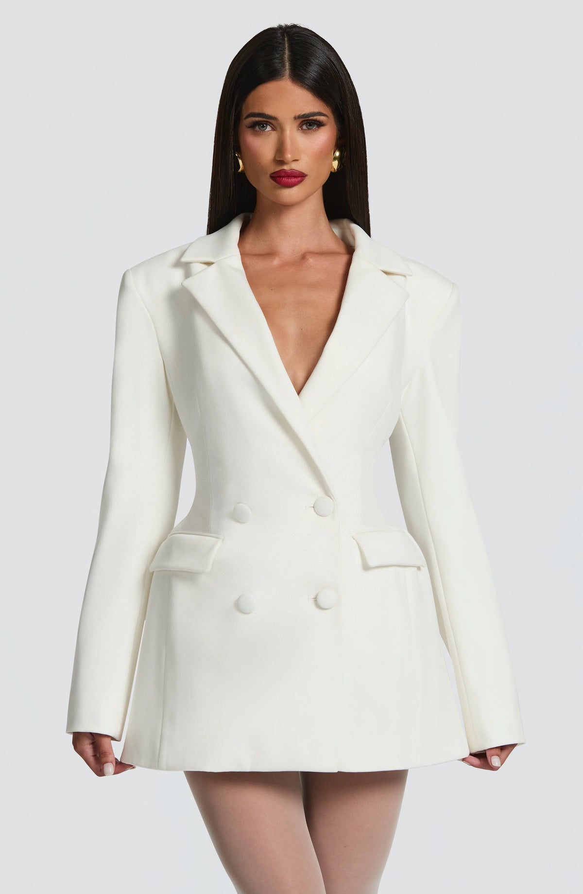 Blazer Mini Dress Double-Breasted Fully Lined