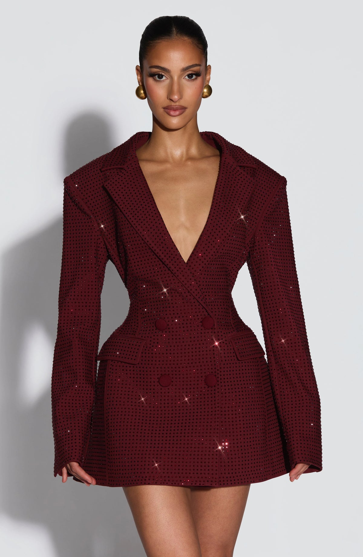 Blazer Mini Dress Double-Breasted Fully Lined