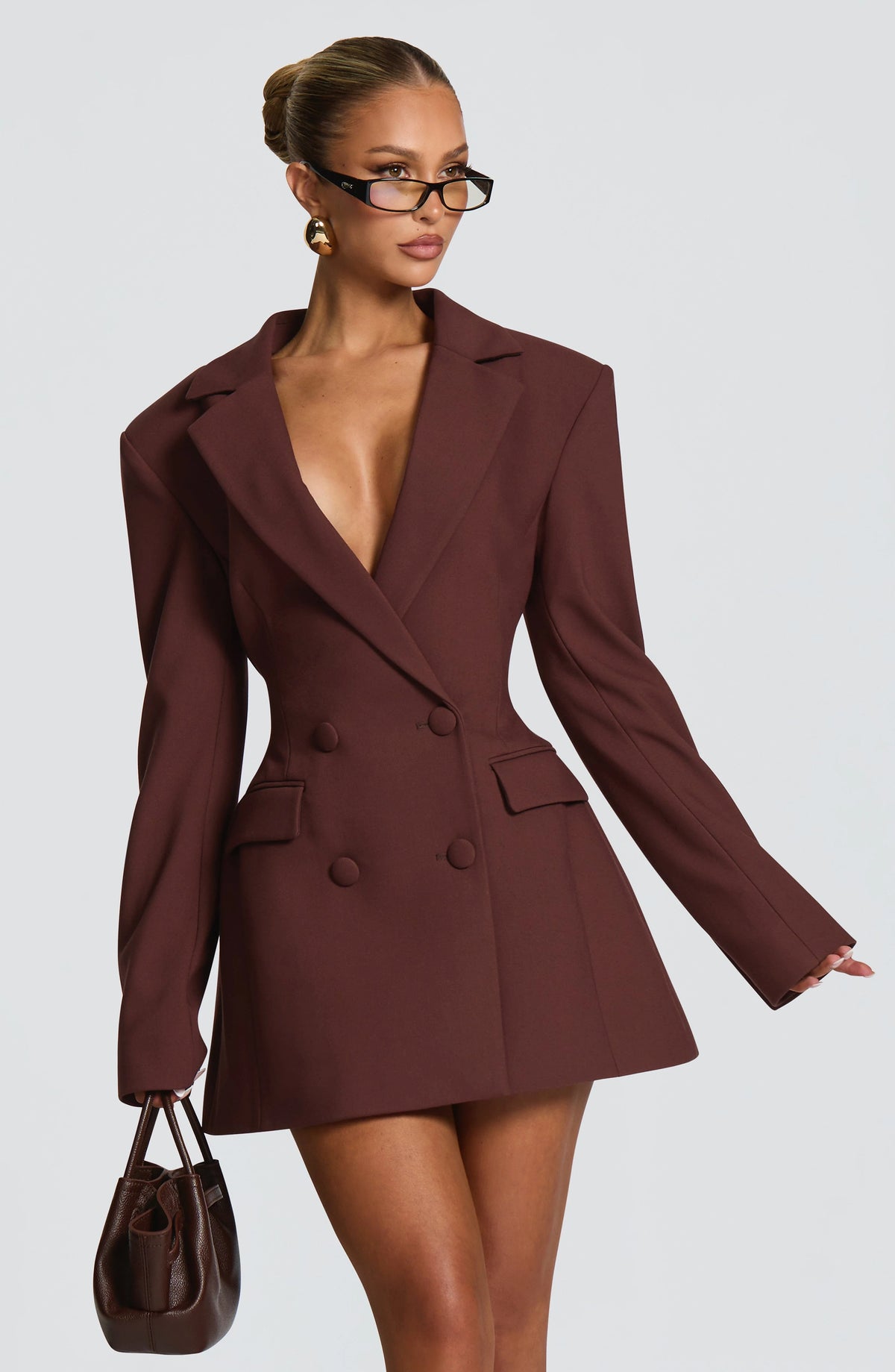 Blazer Mini Dress Double-Breasted Fully Lined