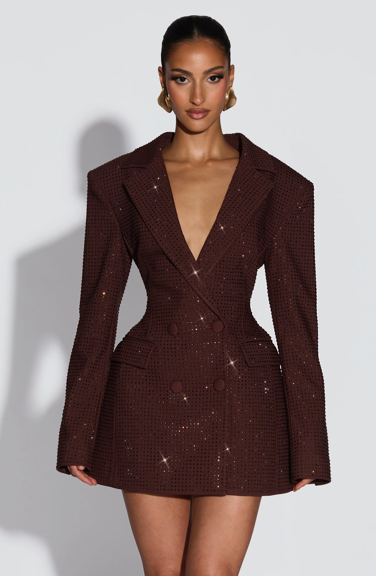 Blazer Mini Dress Double-Breasted Fully Lined