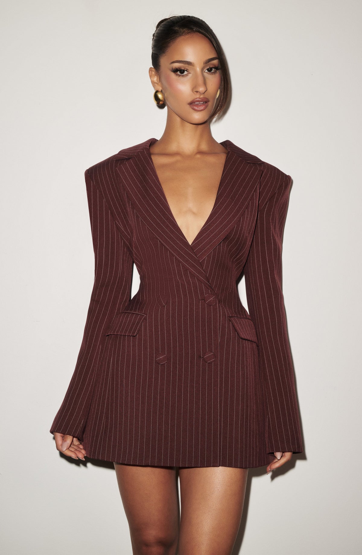 Blazer Mini Dress Double-Breasted Fully Lined