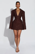 Blazer Mini Dress Double-Breasted Fully Lined