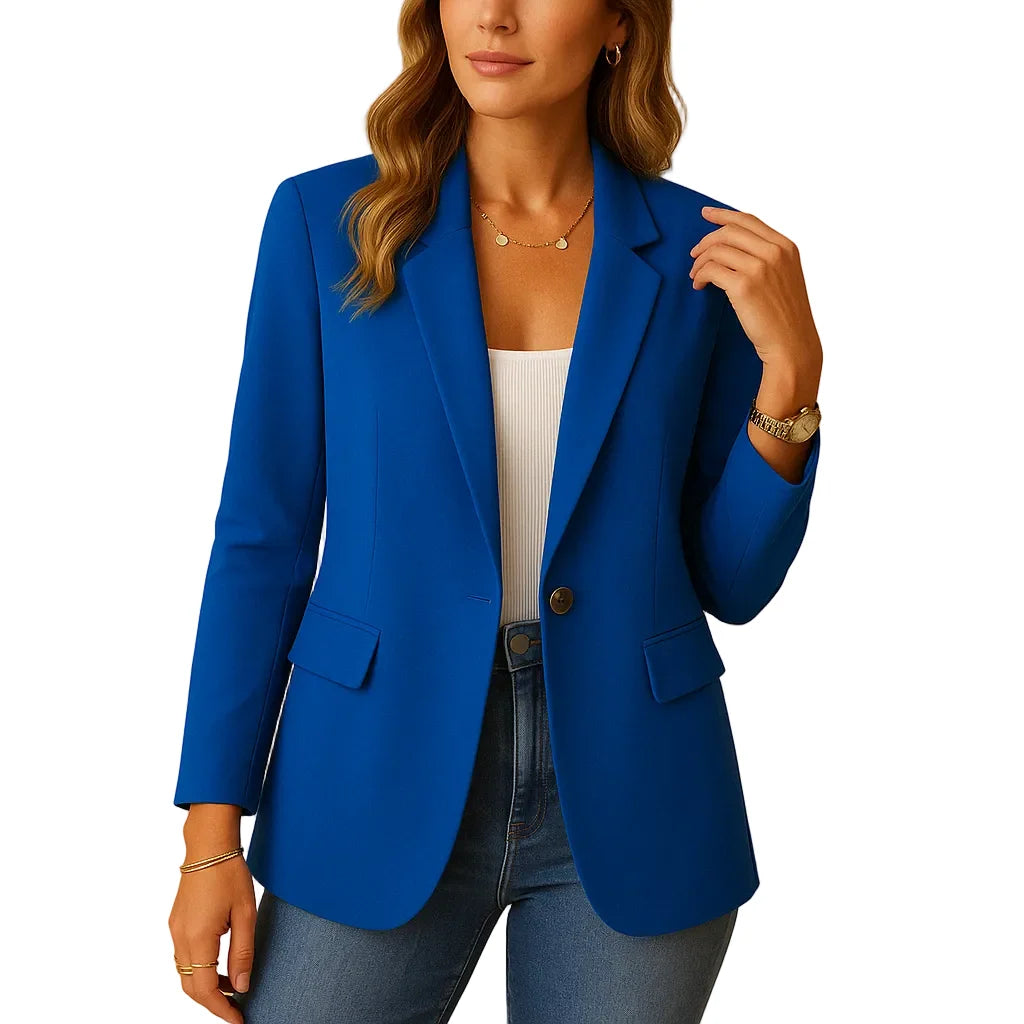 Blazer Single-Breasted Notch Lapel Flap Pockets