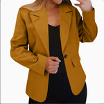 Blazer Single-Breasted Notch Lapel Flap Pockets