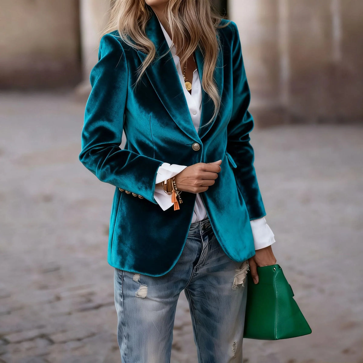 Blazer Velvet Tailored Fit Gold Buttons Lined Inside