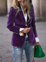 Blazer Velvet Tailored Fit Gold Buttons Lined Inside