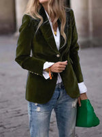 Blazer Velvet Tailored Fit Gold Buttons Lined Inside