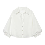 Blouse Oversized Fit Balloon Sleeves Button-Front