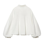 Blouse Oversized Fit Balloon Sleeves Button-Front