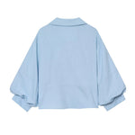 Blouse Oversized Fit Balloon Sleeves Button-Front