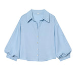 Blouse Oversized Fit Balloon Sleeves Button-Front