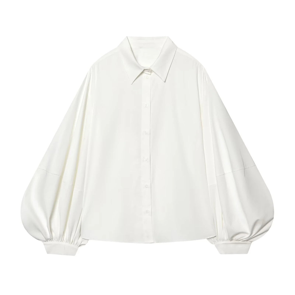 Blouse Oversized Fit Balloon Sleeves Button-Front