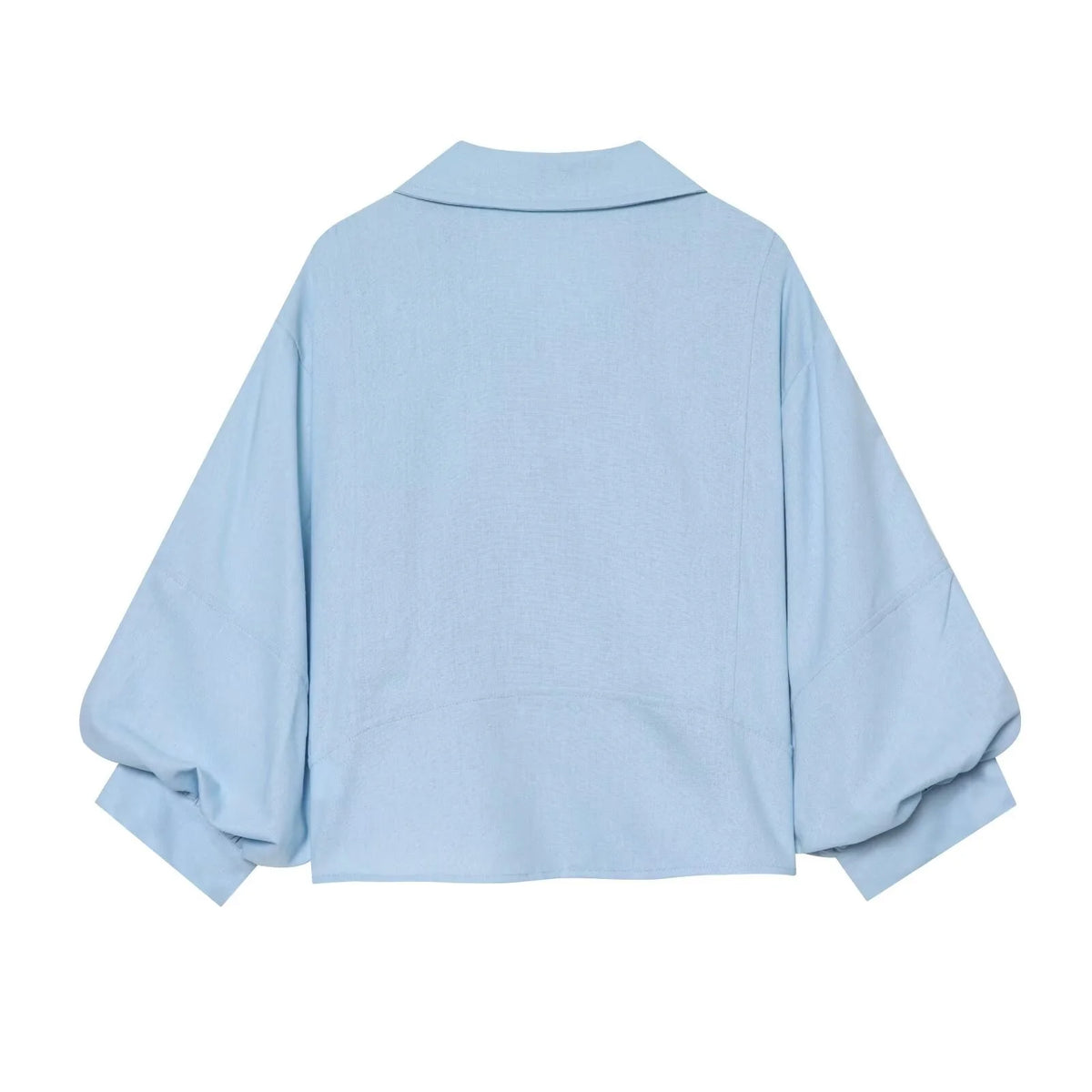 Blouse Oversized Fit Balloon Sleeves Button-Front Design