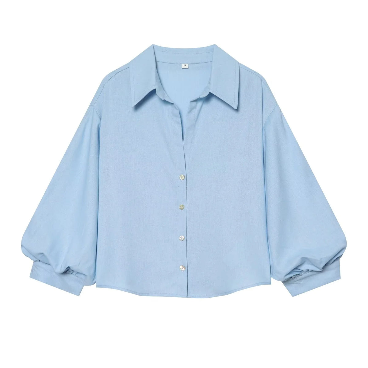 Blouse Oversized Fit Balloon Sleeves Button-Front Design