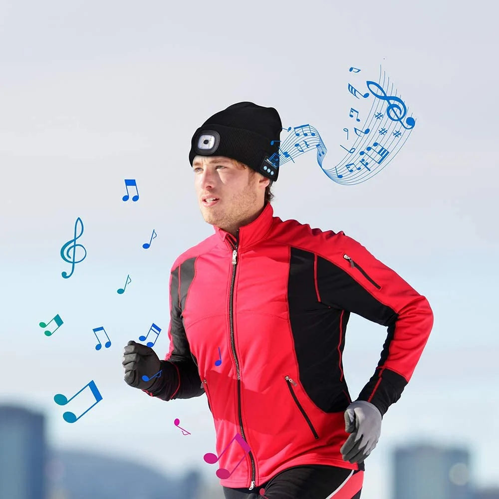 Bluetooth Beanie Built-In Headphones & Detachable LED