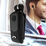 Bluetooth Earphone Retractable Cord Clip-On Noise Reduction