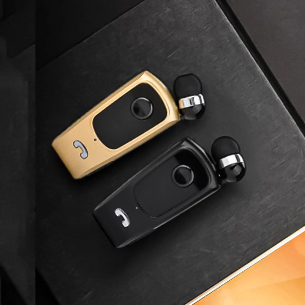Bluetooth Earphone Retractable Cord Clip-On Noise Reduction