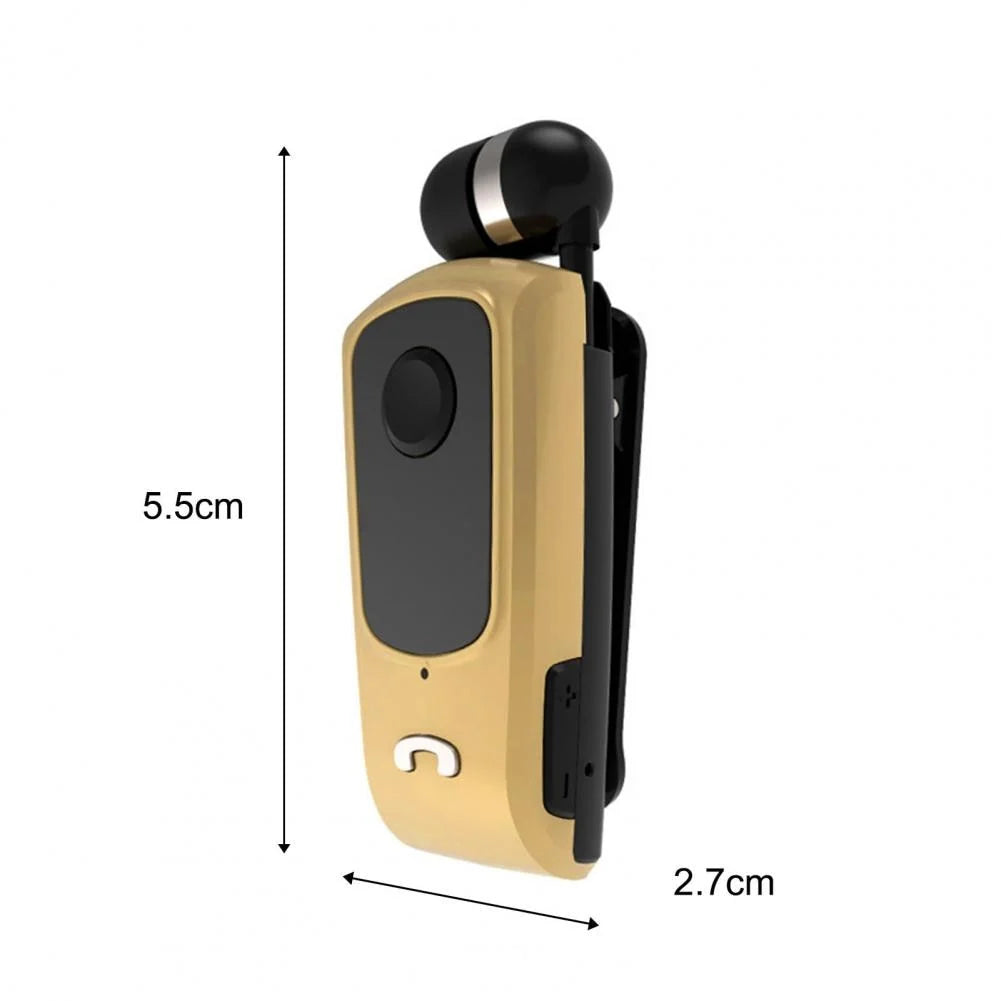 Bluetooth Earphone Retractable Cord Clip-On Noise Reduction