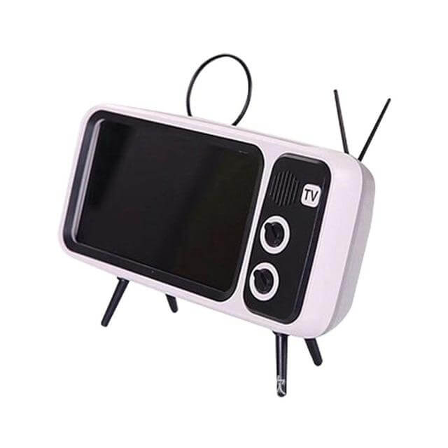 Bluetooth Speaker Retro TV Design with Phone Holder St and Hands-Free Viewing