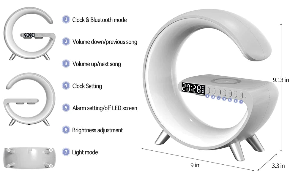 Bluetooth Speaker Wireless Charging Dock RGB Night Light