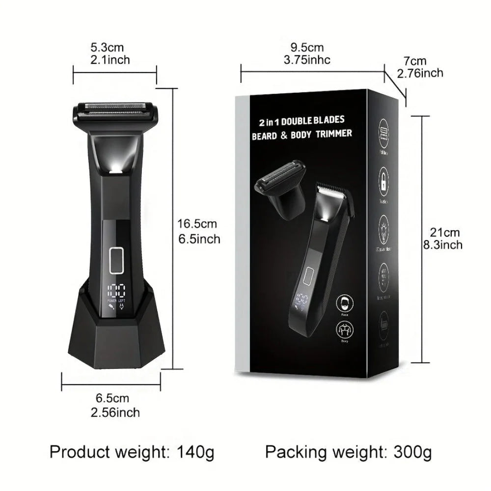 Body Hair Trimmer USB Rechargeable Cordless Travel-Friendly