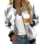 Bomber Jacket Lightweight Polyester Floral Print Relaxed Fit