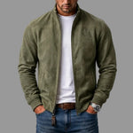 Bomber Jacket Suede-Like Texture Ribbed Cuffs & Hem