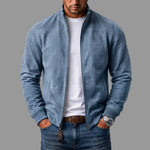 Bomber Jacket Suede-Like Texture Ribbed Cuffs & Hem