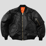 Bomber Jacket Wind-Resistant Polyester Shell Ribbed Trim