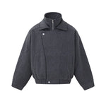 Bomber Jacket Wool Blend High Stand Collar Asymmetrical Closure