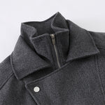 Bomber Jacket Wool Blend High Stand Collar Asymmetrical Closure